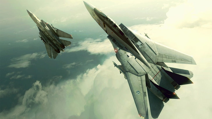 two grey fighter jets illustration, CGI, video games, airplane