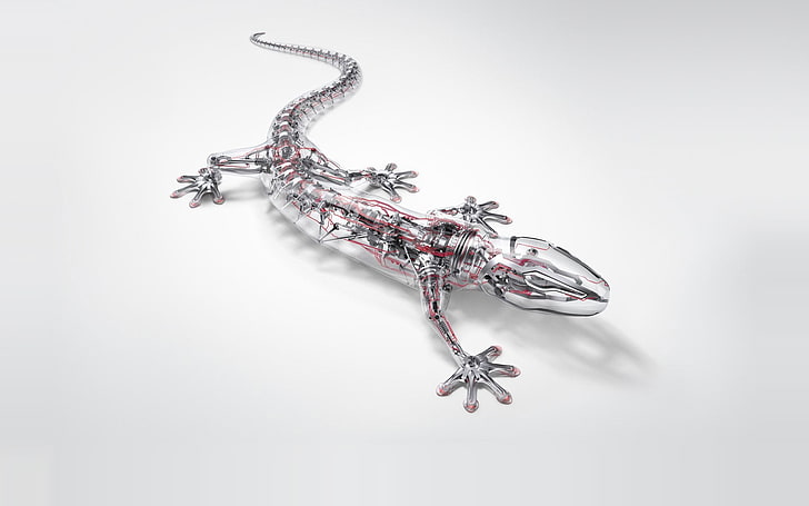 silver-colored lizard decor, silver-colored gecko model, digital art
