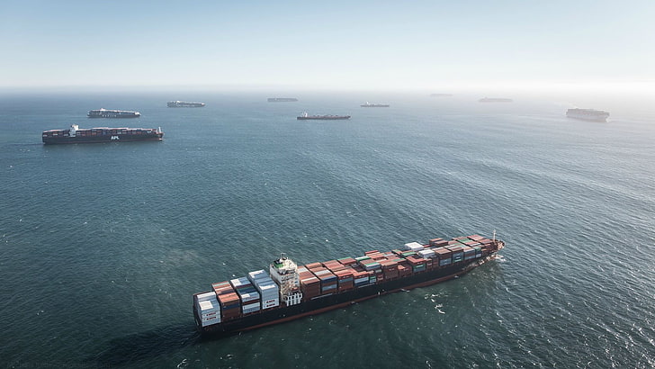 cargo ship, Los Angeles, ports, container ship, nautical vessel