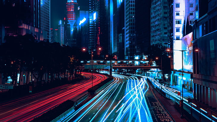 light trails, traffic, road, photography, long exposure photography