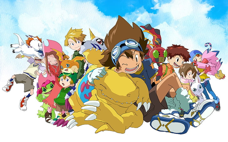 Digimon illustration, Digimon Adventure, anime, cloud - sky, representation