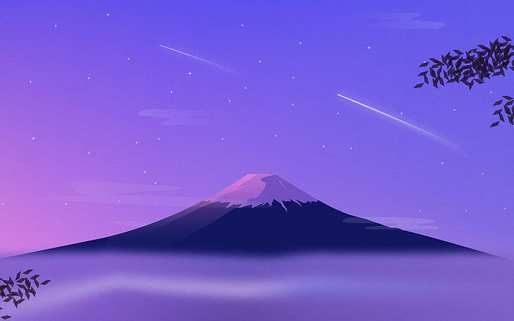 digital art, minimalism, nature, landscape, Mount Fuji, Japan, HD wallpaper