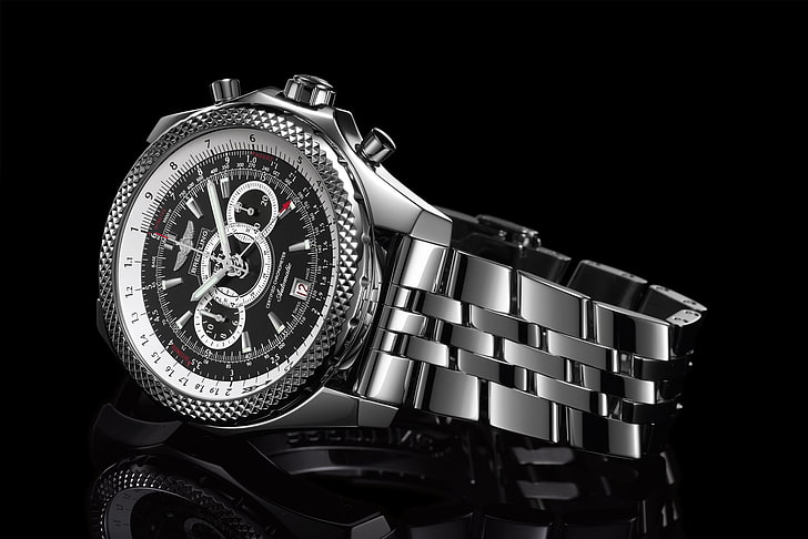 round silver-colored Invicta chronograph watch with link band, HD wallpaper