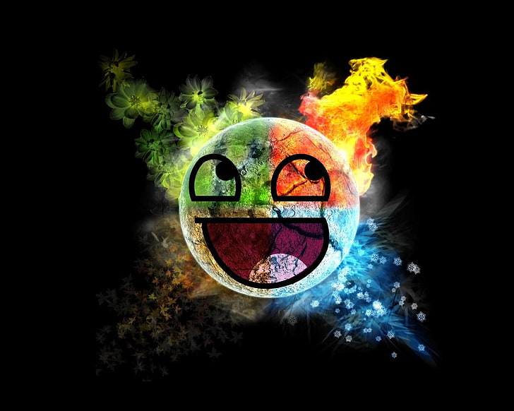 awesome face, black background, creativity, art and craft, multi colored, HD wallpaper