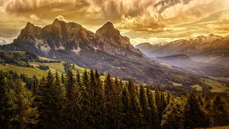 swiss alps, switzerland, sky, wilderness, mountain, highland, HD wallpaper
