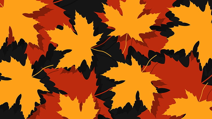 leaves, maple leaves, vector, silhouette, orange color, plant part, HD wallpaper