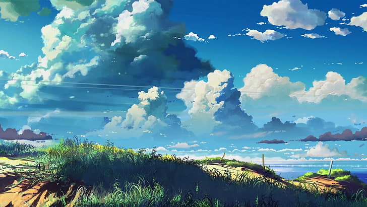 game digital wallpaper, anime, Makoto Shinkai , cloud - sky, plant