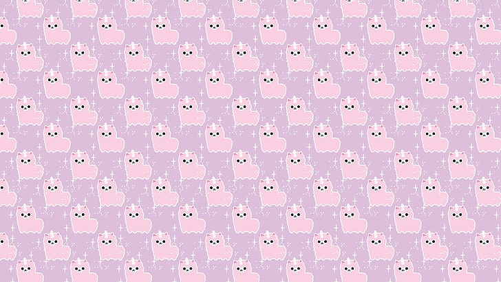 Hd Wallpaper Pink Cat Print Illustration Background Texture