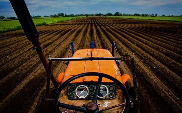 field, farmers, dirt, agriculture vehicle, HD wallpaper