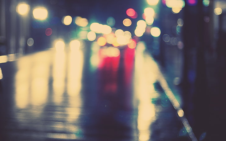 untitled, blurred, city, night, bokeh, lights, illuminated, street, HD wallpaper