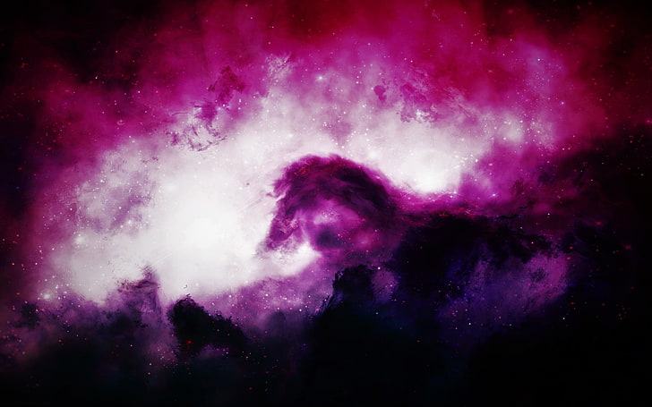 galaxy, pink, purple, black, dark, stars, star - space, astronomy, HD wallpaper