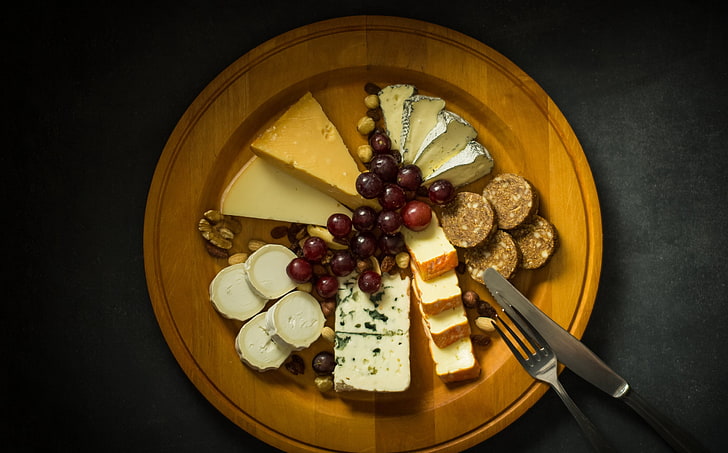 food, grapes, cheese, food and drink, fruit, freshness, plate