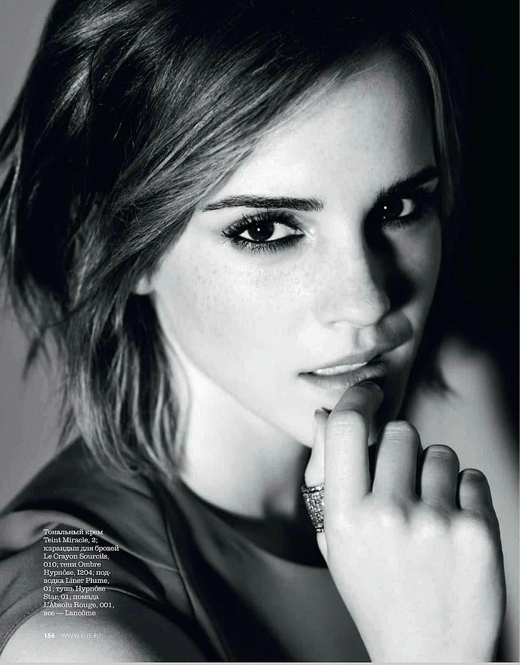 Emma Watson, Emma Watson grayscale photography, monochrome, face, HD wallpaper