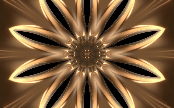 brown and black optical illusion wallpaper, kaleidoscope, patterns, HD wallpaper