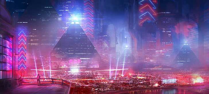 high-rise buildings, Bladerunner, city, building exterior, night, HD wallpaper