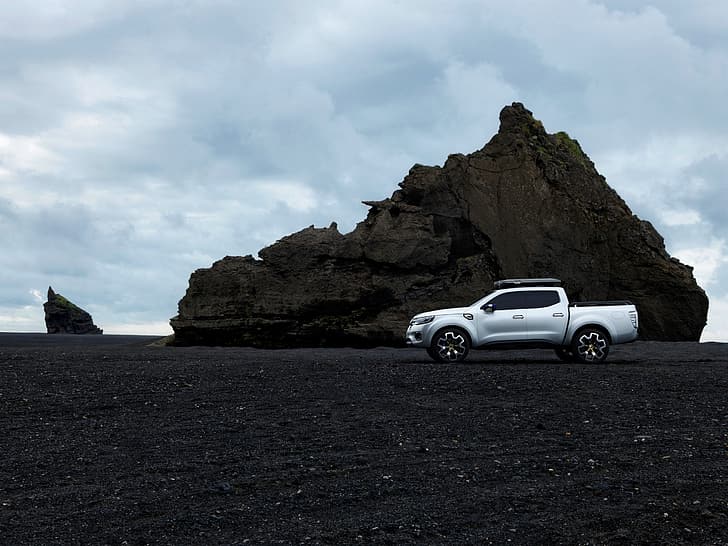 rock, silver, Renault, profile, pickup, 2015, Alaskan Concept