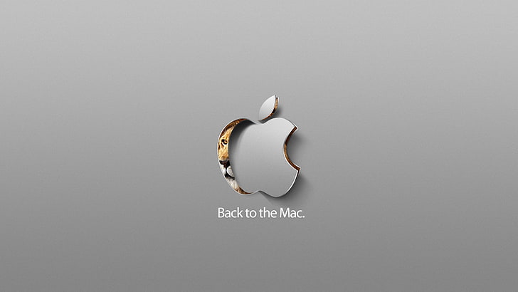 gray Back to the Mac logo, Apple Inc., studio shot, indoors, broken, HD wallpaper