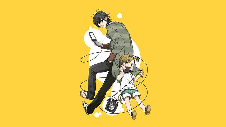 Barakamon, Handa Seishuu, Kotoishi Naru, anime, colored background, HD wallpaper