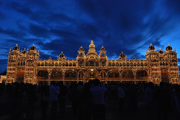 Palaces, Mysore Palace, Illumination, India, Karnataka State, HD wallpaper