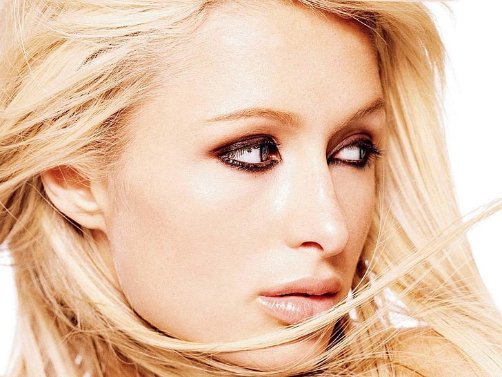 women, Paris Hilton, portrait, face, celebrity, blonde, makeup
