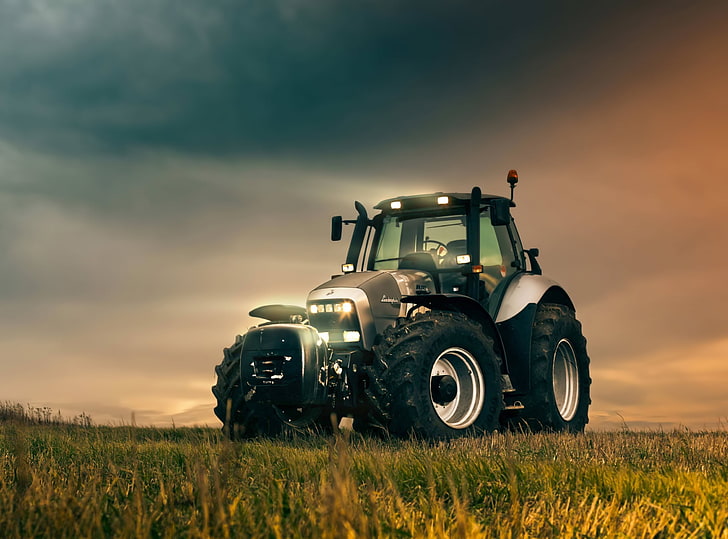 Lamborghini R8 Tractor, black farm tractor, Motors, Others, field, HD wallpaper
