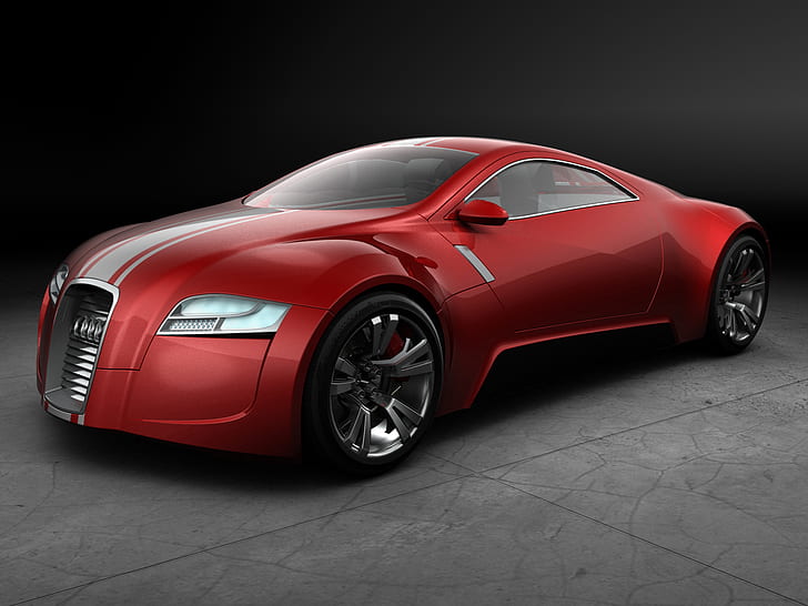 Audi R Zero Red Concept, cars, HD wallpaper