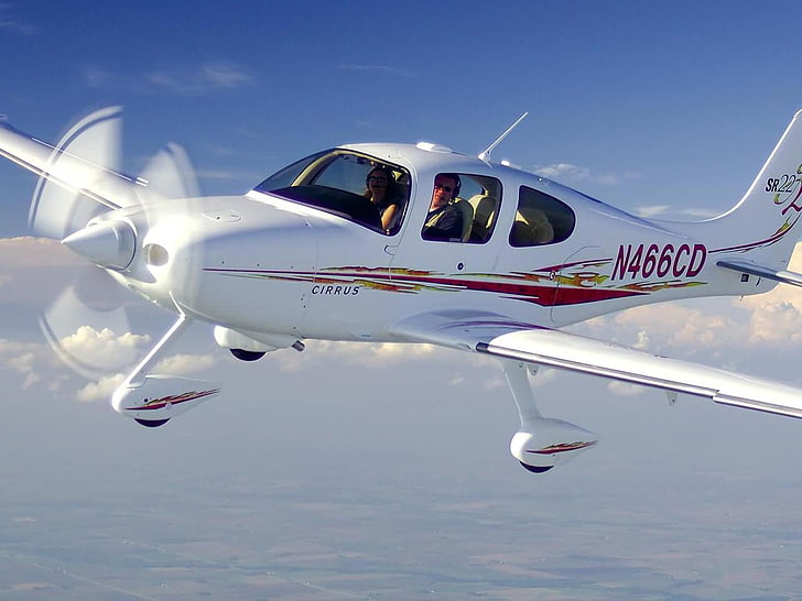 Cirrus SR 22, white and red Circus airplane, Aircrafts / Planes