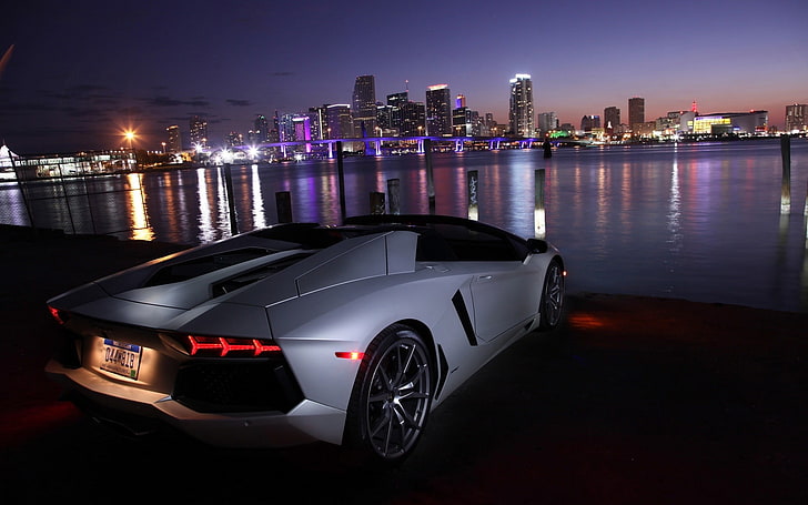 gray coupe, Lamborghini, Lamborghini Aventador LP700-4 Roadster, HD wallpaper