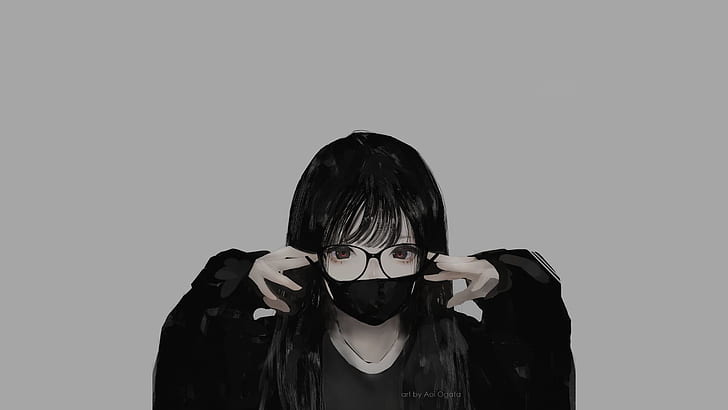 Hd Wallpaper Glasses Minimalism Monochrome Mask Aoi Ogata