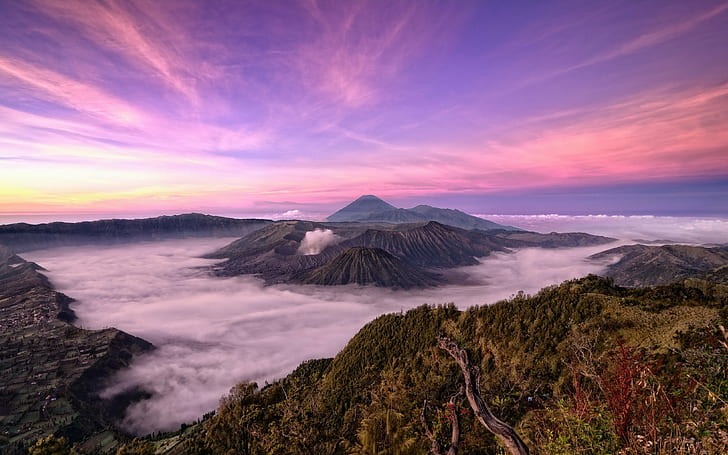 autumn, bromo, clouds, indonesia, mountains, nasional, nature, HD wallpaper