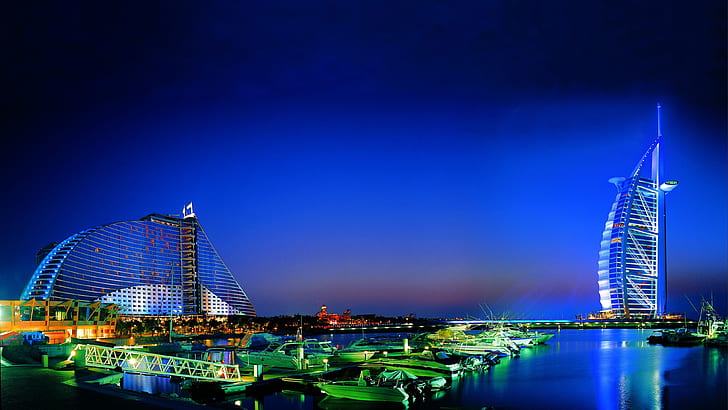 Night In Dubai City At Night, United Arab Emirates Hd Wallpaper For Desktop 3840×2160