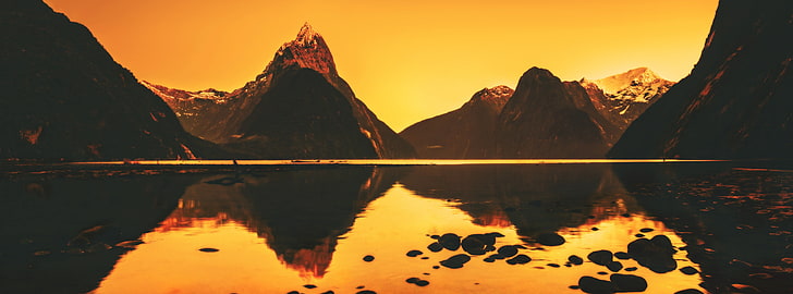 Morning Stillness, body of water and mountains, Oceania, New Zealand