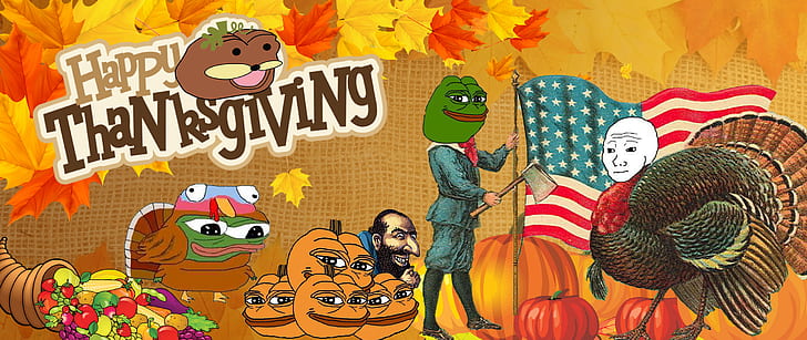 fall, Thanksgiving, Pepe, wojak, American flag, Autumn Equinox, HD wallpaper