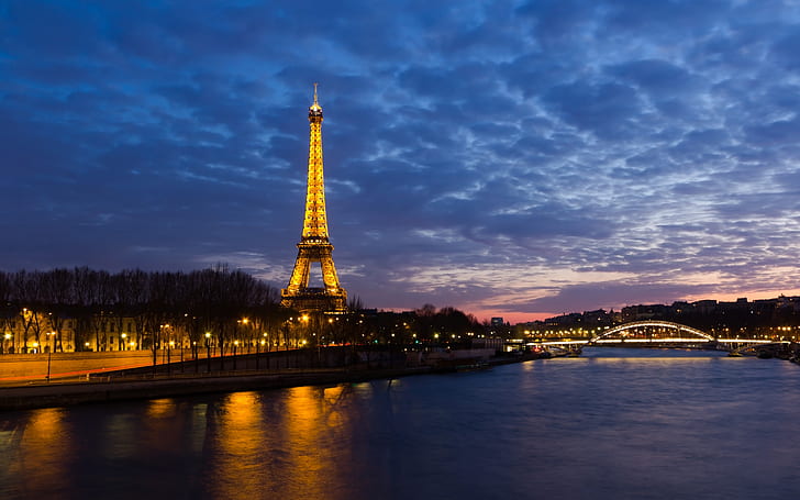 Eiffel Tower Sunset, paris, france, sky, HD wallpaper