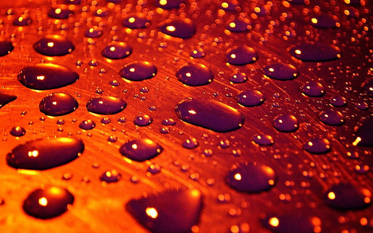 water drops, surface, rain, wet, raindrop, backgrounds, abstract, HD wallpaper
