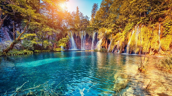 water, nature, plitvice lakes national park, croatia, vegetation