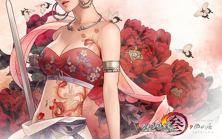 HD wallpaper: anime, sexy, sword, tattoo, video games, women | Wallpaper  Flare