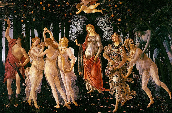 standing man and women painting, picture, Spring, mythology, Sandro Botticelli