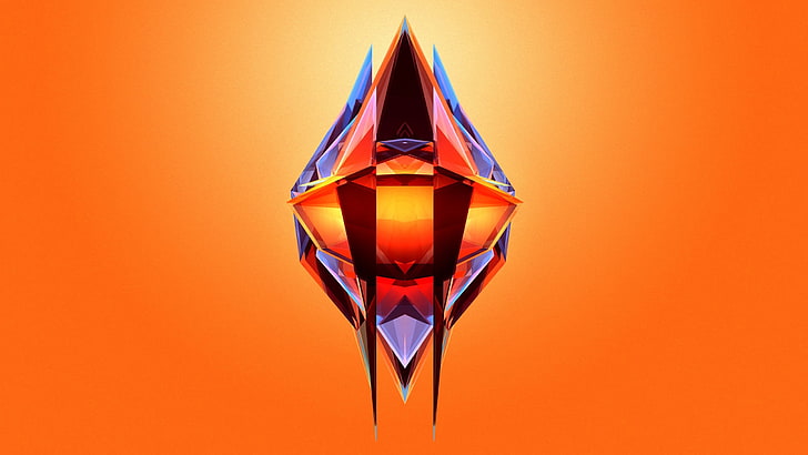 orange and blue logo illustration, artwork, Facets, Justin Maller
