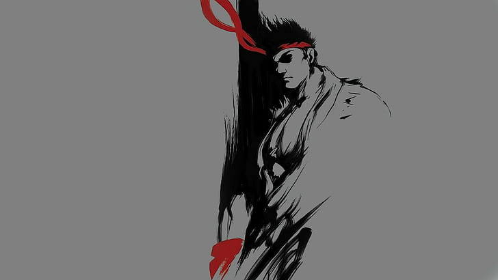 Ryu Street Fighter Gray Grey HD, video games, HD wallpaper