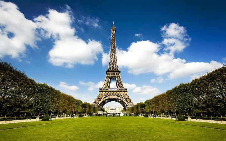 architecture, tower, France, French, Eiffel Tower, trees, sky