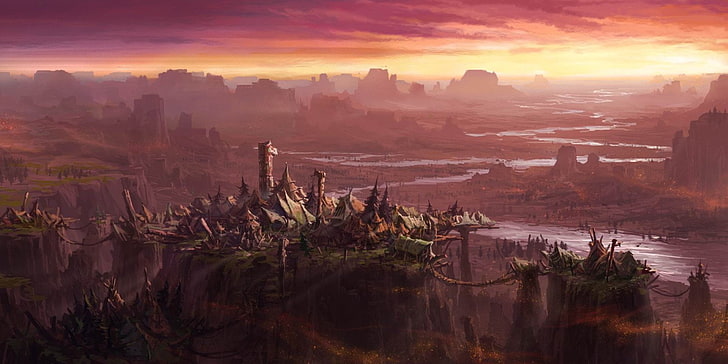 Fantasy, Landscape, Thunder Bluff, World of Warcraft, HD wallpaper