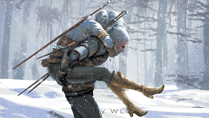 The Witcher game cover, WLOP, The Witcher 3: Wild Hunt, Cirilla, HD wallpaper