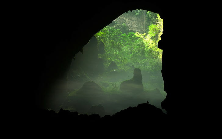 cave, landscape, nature, night, silhouette, beauty in nature, HD wallpaper