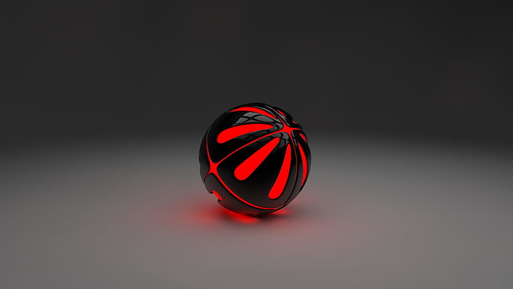 red and black ball toy, 3D, Cinema 4D, digital art, indoors, studio shot