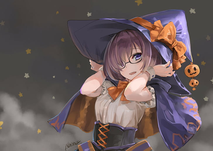 Halloween, witch hat, pumpkin, Fate/Grand Order, Fate Series, HD wallpaper