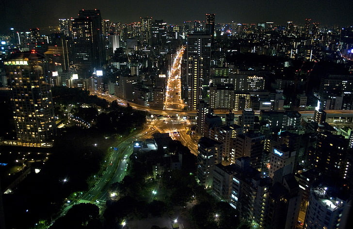photo of city buildings during night time, Asia, Japan, Tokyo