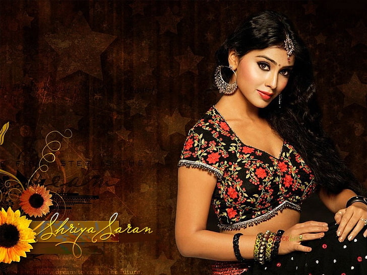 Shriya Sonal Best Photo, women's red and black floral sari dress, HD wallpaper