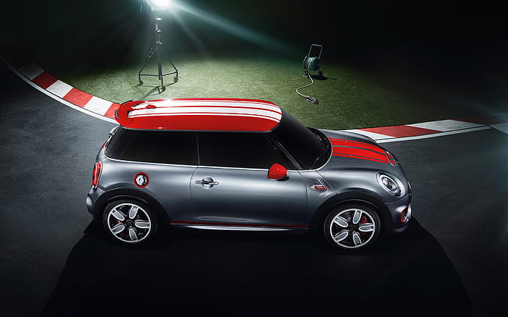 Mini Cooper Works Concept Car, red and gray mini cooper animation, HD wallpaper
