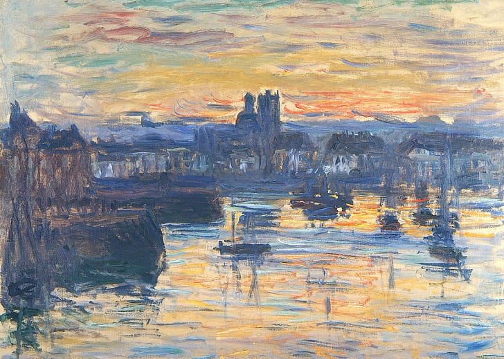 picture, the urban landscape, Claude Monet, The Port Of Dieppe. The evening